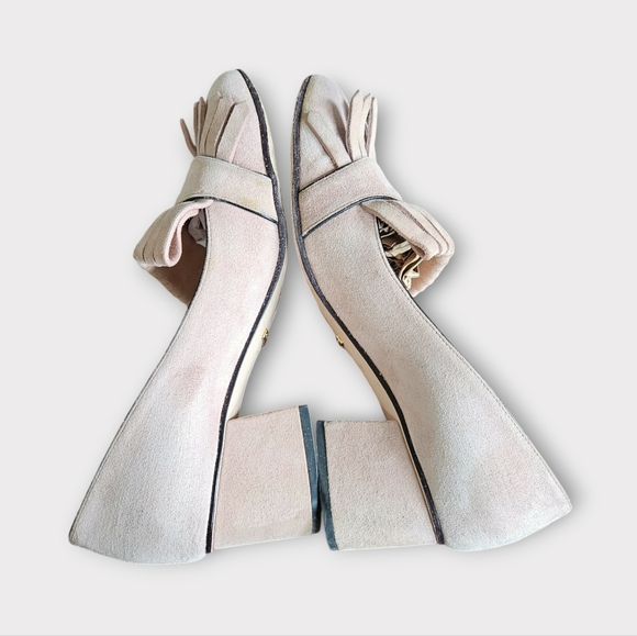 Gucci GG Marmont Light Pink Suede  Loafer Heels - Picture 5 of 10